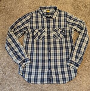 Eddie Bauer Ripstop Lightweight Fishing Hiking Shirt Navy Blue Paid Size Medium